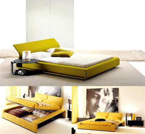 yatak odası modern sarı yatak