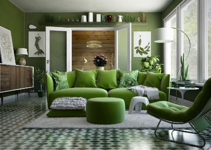 Yeşil Renkli Oturma Odası Dekorasyon Fikirleri