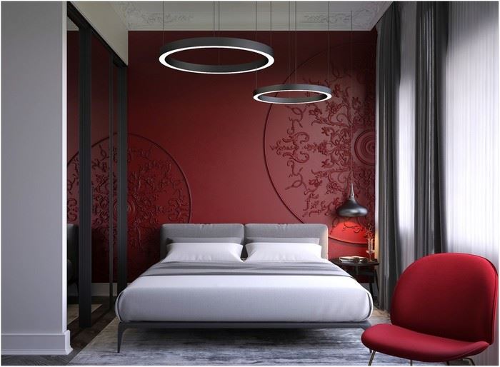 kırmızı dekorasyonlu yatak odası