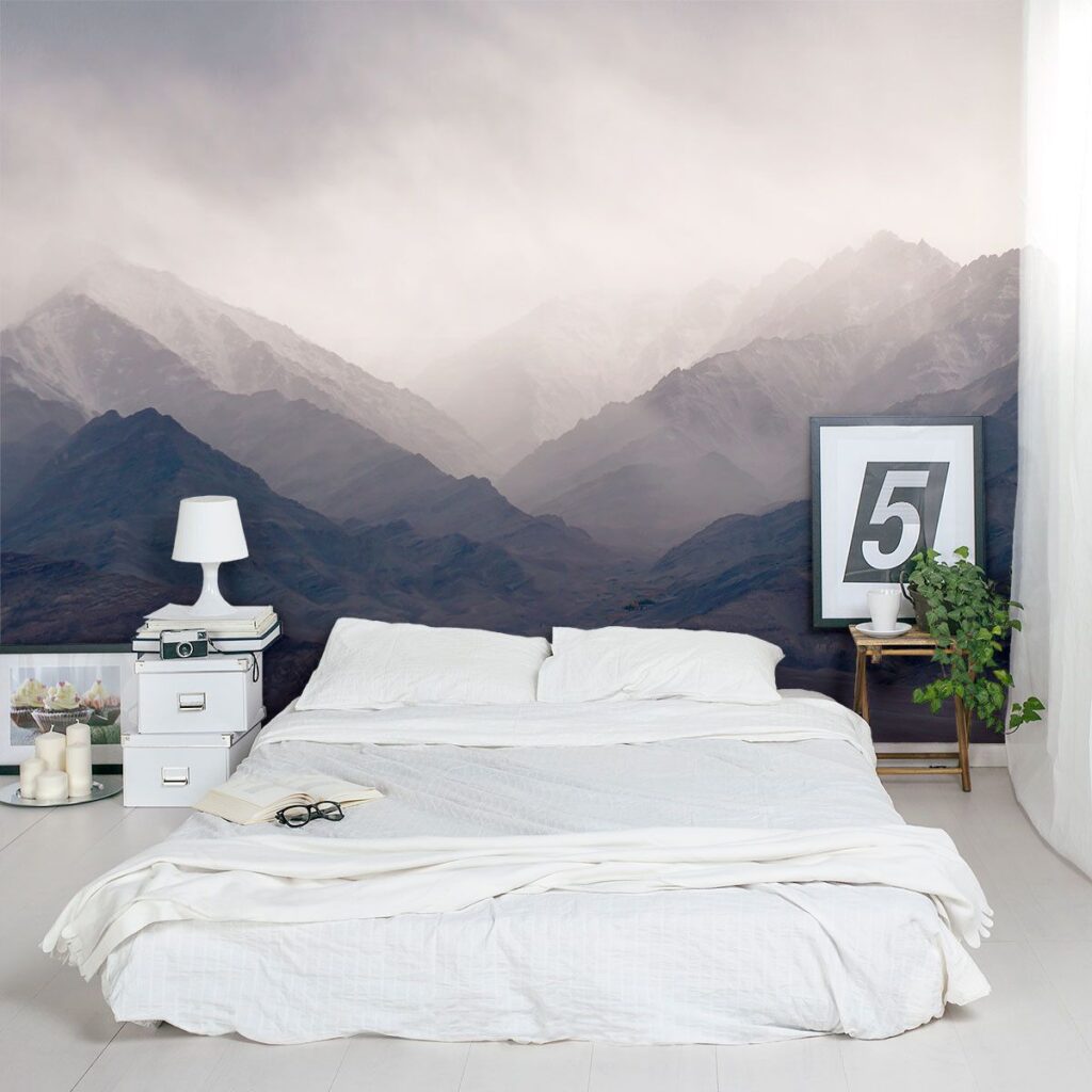 yatak odası resimli duvar kağıt modelleri